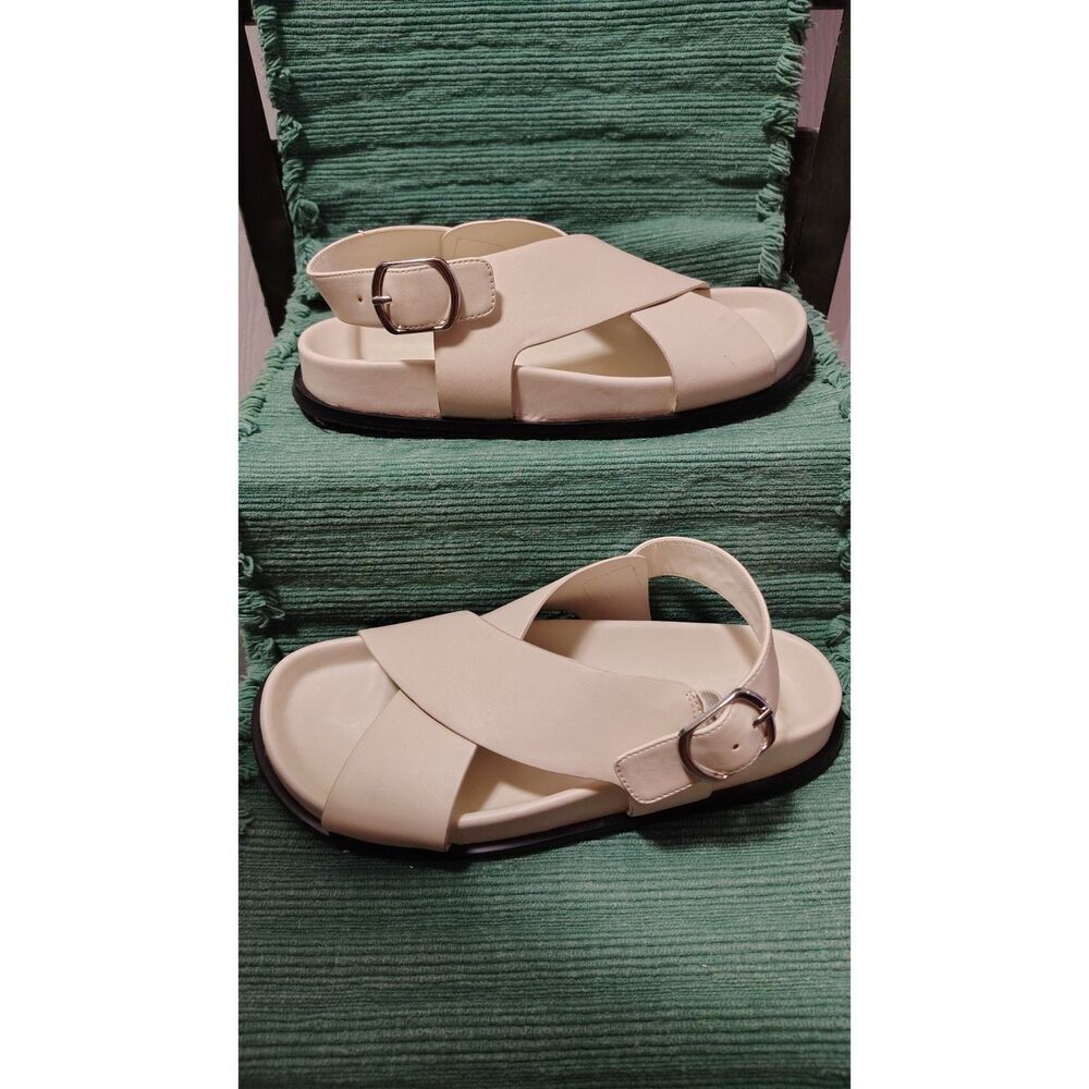 NWT‎ Nordstrom Rack 7M White Open Toed Strap Back Sandals